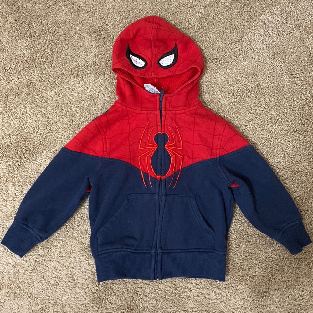 Toddler boys 3T Spider-Man zip up hoodie with see through Spider-Man eyes